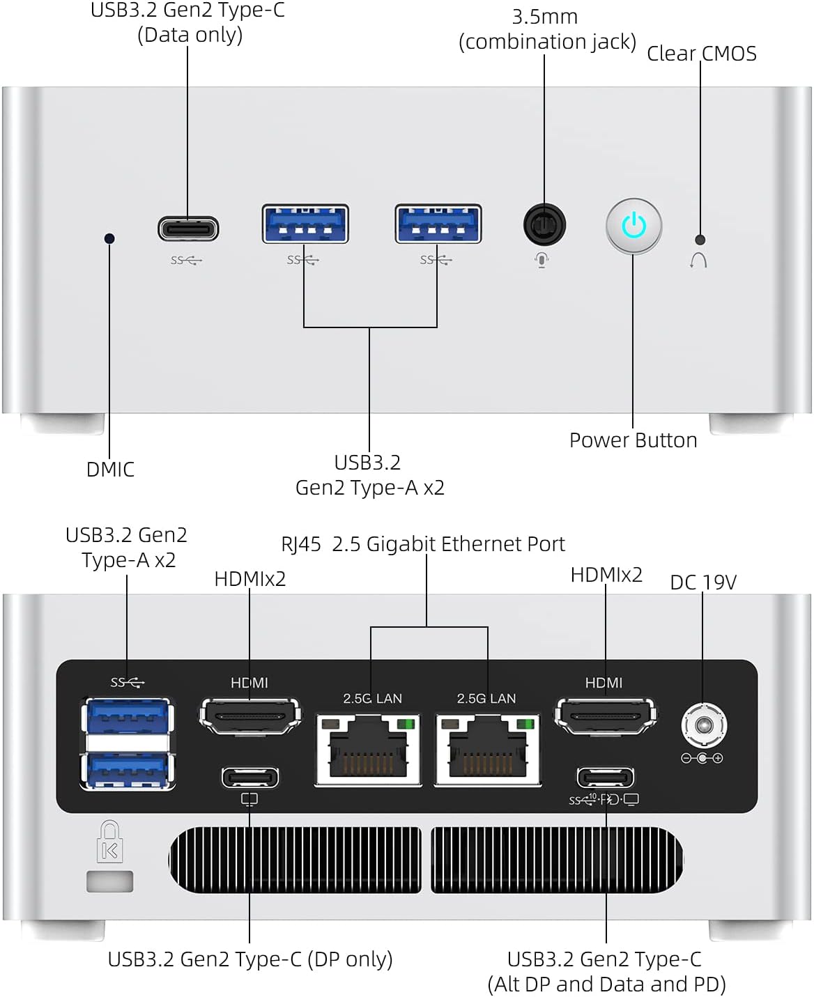 MINISFORUM NAB6 Lite Mini PC 12th Gen Core i5-12600H(12C/16T) HDMI×2+USB-C×2 4K@60Hz Outputs Mini Computer, 16GB RAM 1TB SSD with HDD Slot, Intel Iris Xe Graphics Desktop Computer