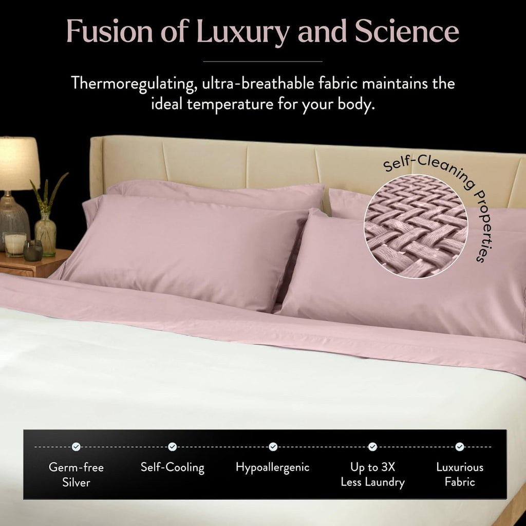Miracle Made Extra Luxe Soft, Cool-to-the-Touch Cotton Bed Sheet Set, 4-Piece – Silver-Treated, Breathable, Lightweight Bedding – Queen Size, Sand