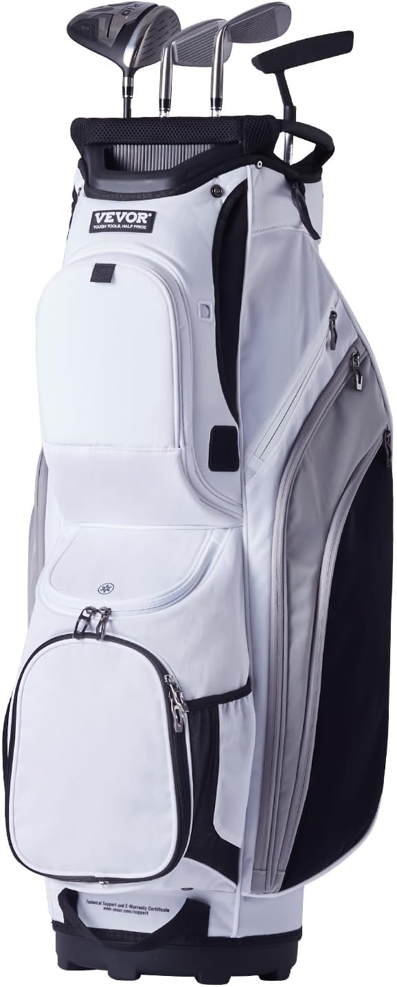 VEVOR Golf Cart Bag with 14 Way Organizer Divider Top, Premium Cart Bag with Stand, Durable Golf Bags with Handles & Dust Cover & Detachable Dual Strap for Men & Women