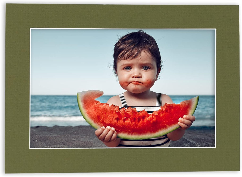 8.5x11 Mat for 11x14 Frame - Precut Mat Board Acid-Free Show Kit with Backing Board, and Clear Bags Dill Green 8.5x11 Photo Matte For a 11x14 Picture Frame Matboard for Framing, Pack of 25 Mats