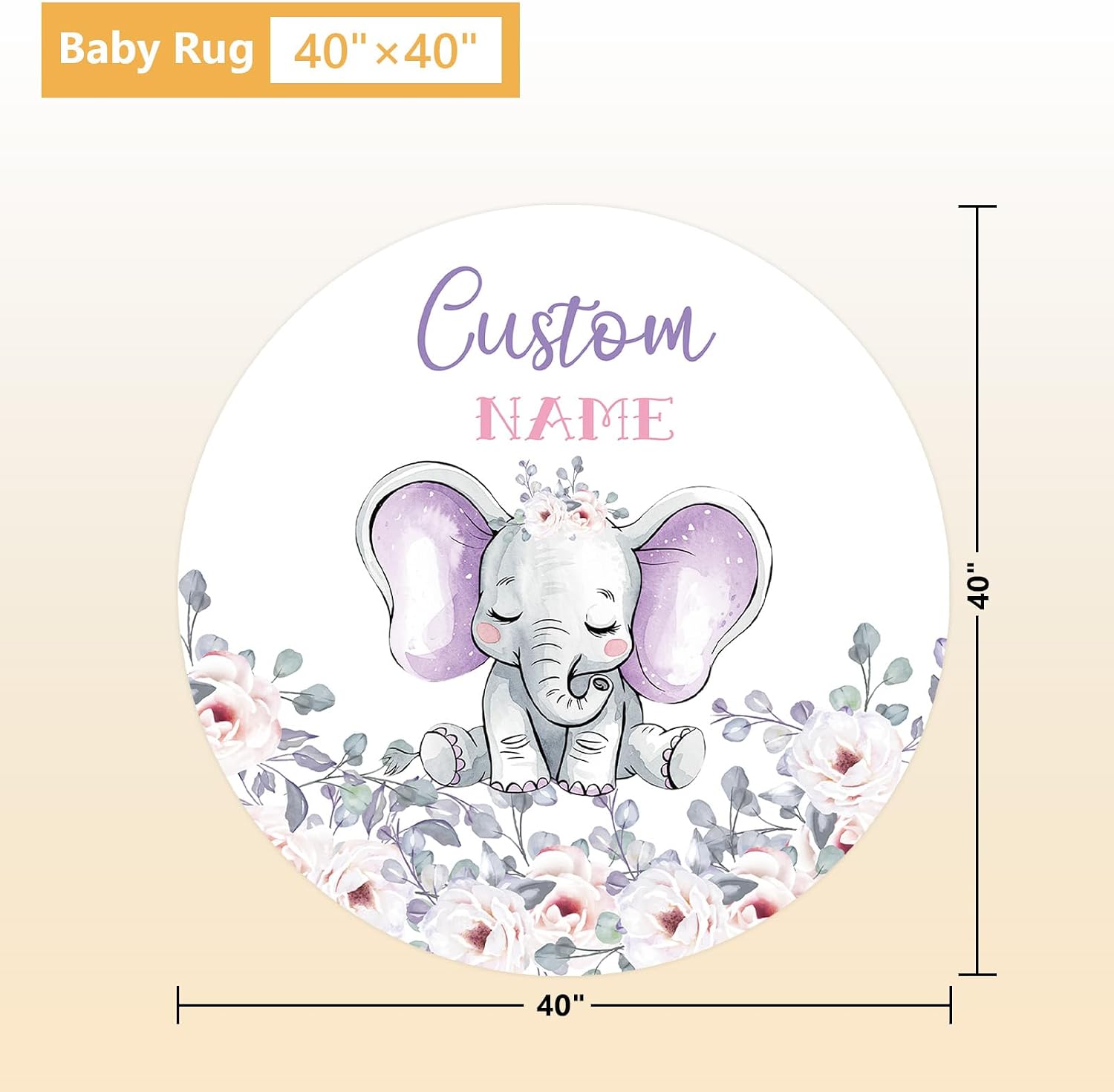 Terwex Personalized Baby Crib Bedding Set, 5 Pcs Custom Name Nursery Bedding Set, Purple Elephants Baby Bedding Set for Girls Boys, Double Layer Baby Crib Sets, Customized Gifts for Toddlers Infants