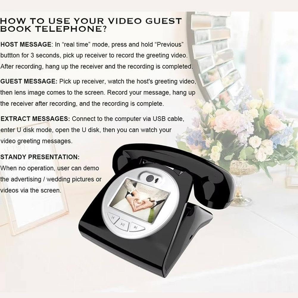 Video Audio Guest Book Wedding Phone Guestbook，Fun Engagements Anniversaries Baby Showers Graduation Record Personalized Audio Messages,Red
