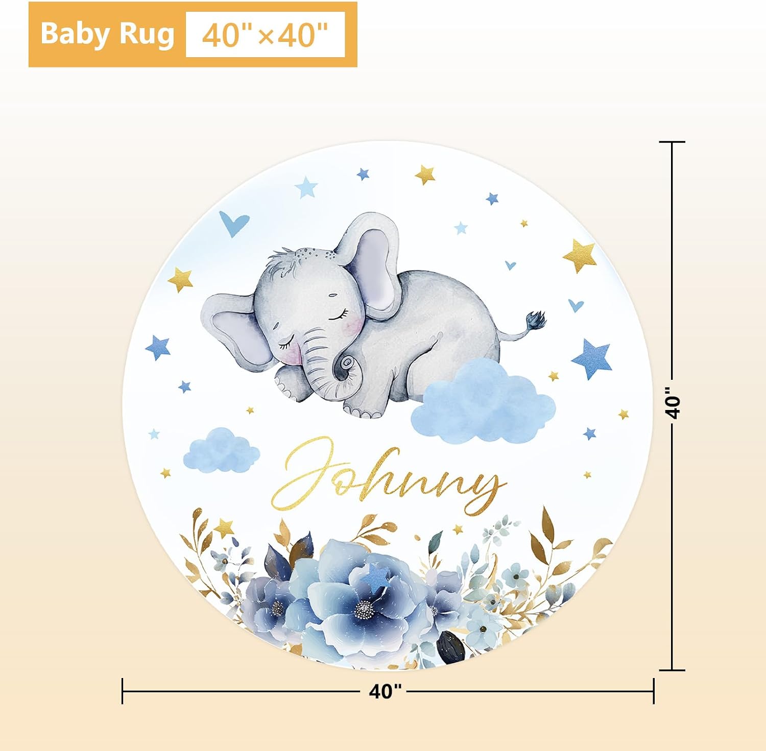 Terwex Custom Baby Crib Bedding Set, 5 Pcs Personalized Name Baby Crib Sets for Infant Toddler, Blue Elephant Nursery Bedding Set for Boy Girl, Double Layer Flannel Baby Bedding Sets Customized Gifts