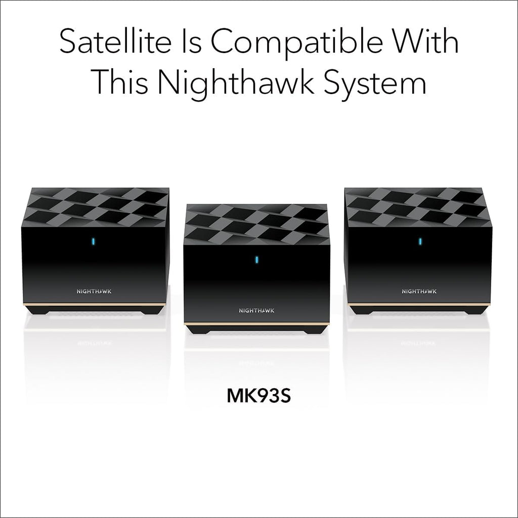 NETGEAR Nighthawk Tri-Band Whole Home Mesh WiFi 6E Add-on Satellite (MS90) – Works with Your Nighthawk MK93S System - Adds Up to 2,500 sq. ft. Coverage - AXE5700 (Up to 5.7Gbps)