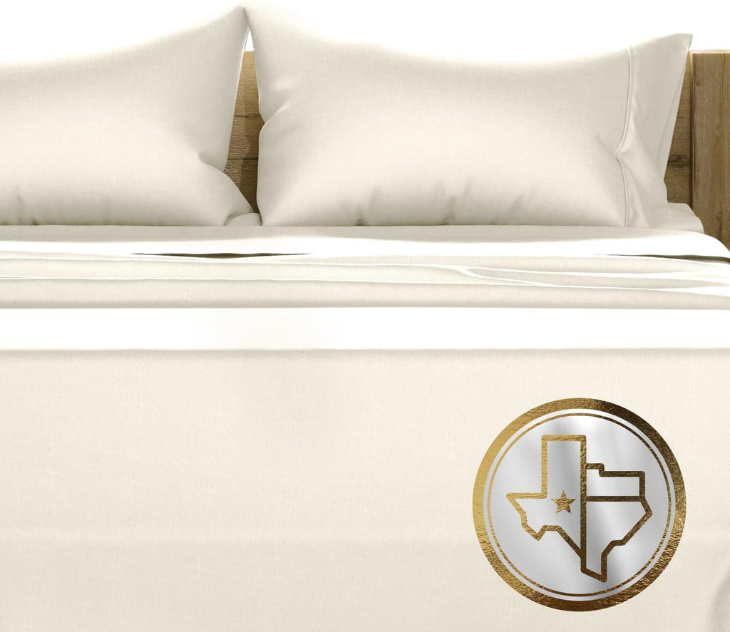 TEXAS LINEN CO. 100% Egyptian Cotton Queen Sheets Set - Luxury 1500 Series Couture Comfortin' Collection Egyptian Cotton Sheets Queen Size Bed Set (4 PC, Ivory), 17' Deep Pocket, Hotel Bedding Set