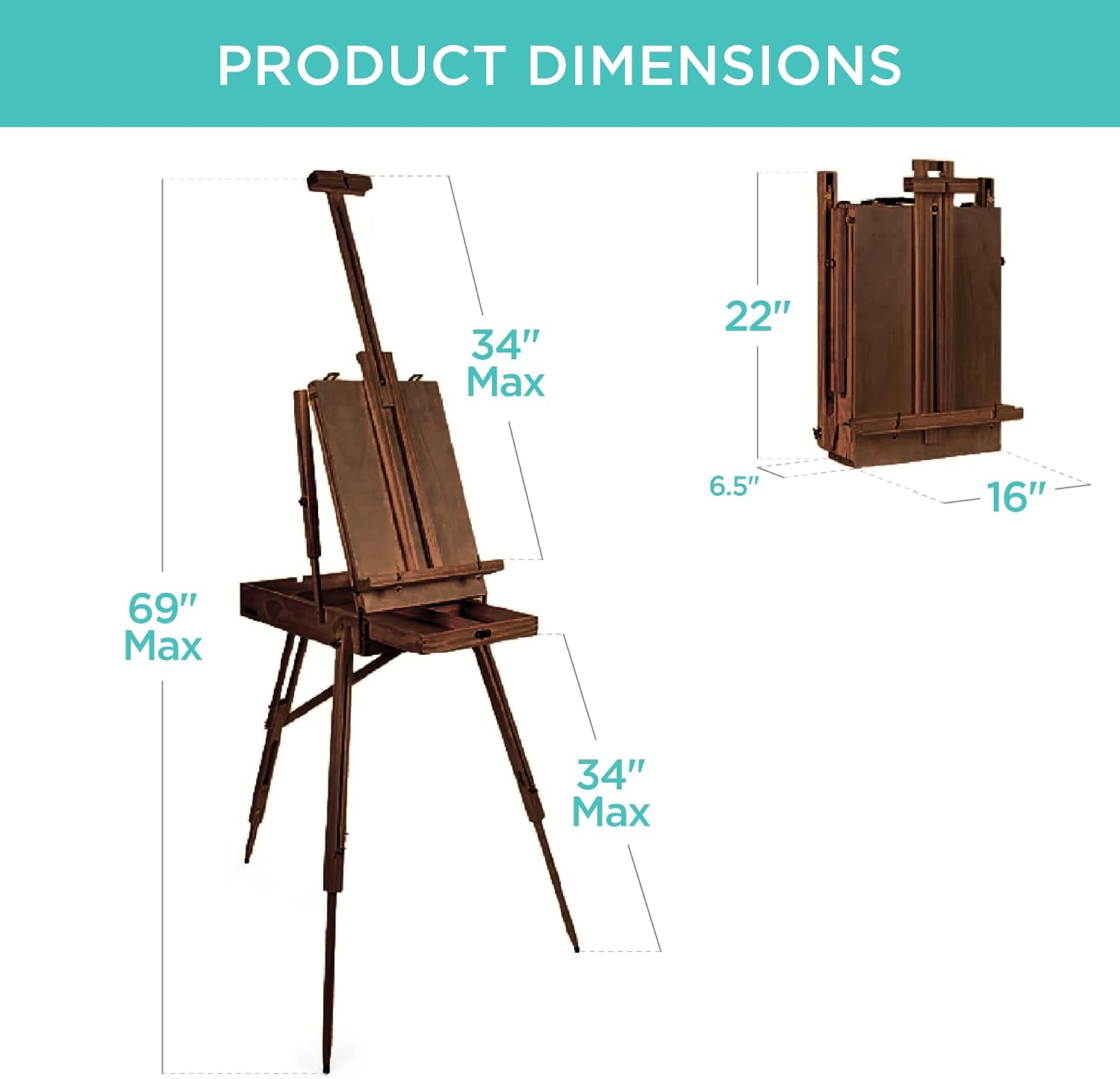 Best Choice Products Art Easel for Painting, Portable Wooden Adjustable Artist Tripod with Sketch Box, 32-Piece Art Set with Acrylic Paints, Brushes, Canvases & Palette - Walnut