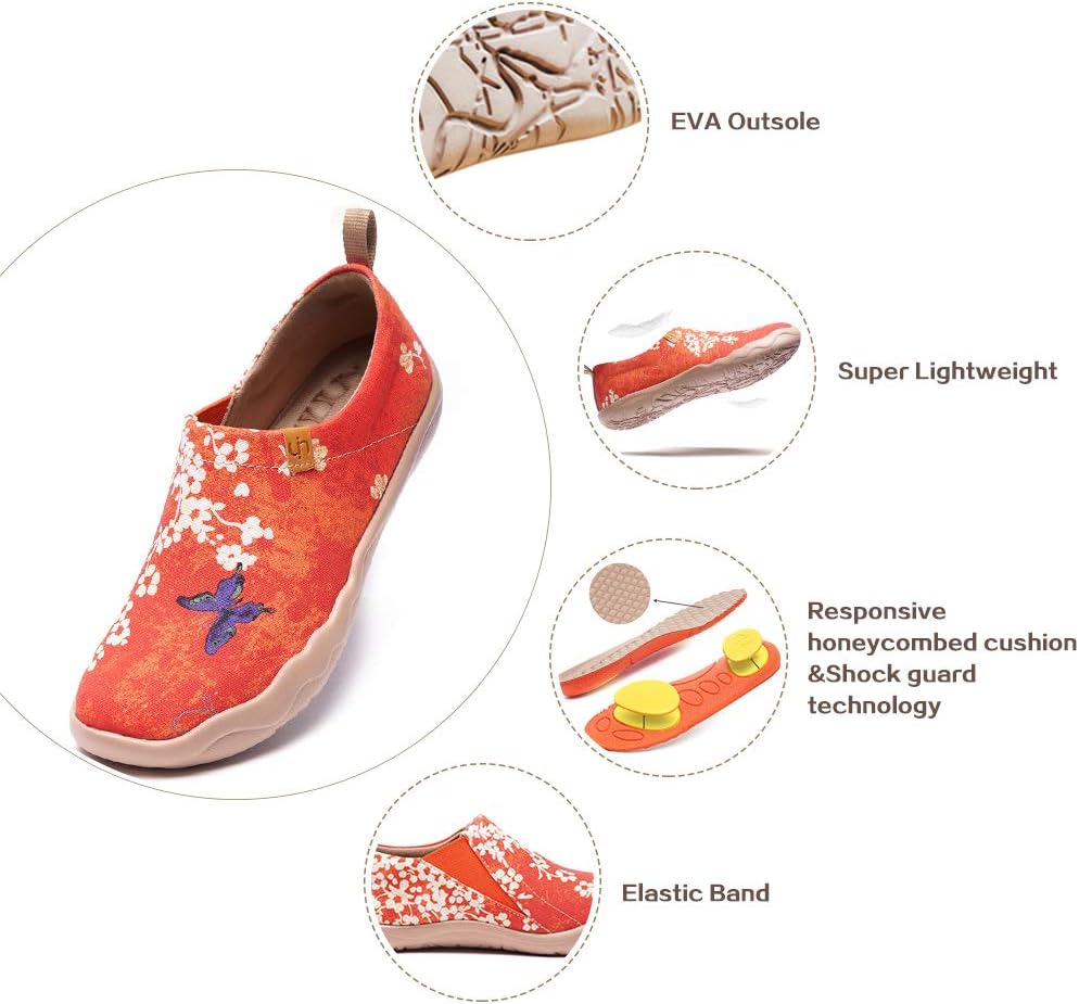 UIN Women's Slip On Shoes Colorful Comfortable Lightweight Art Travel Sneakers Casual Floral Stylish Everyday Loafers