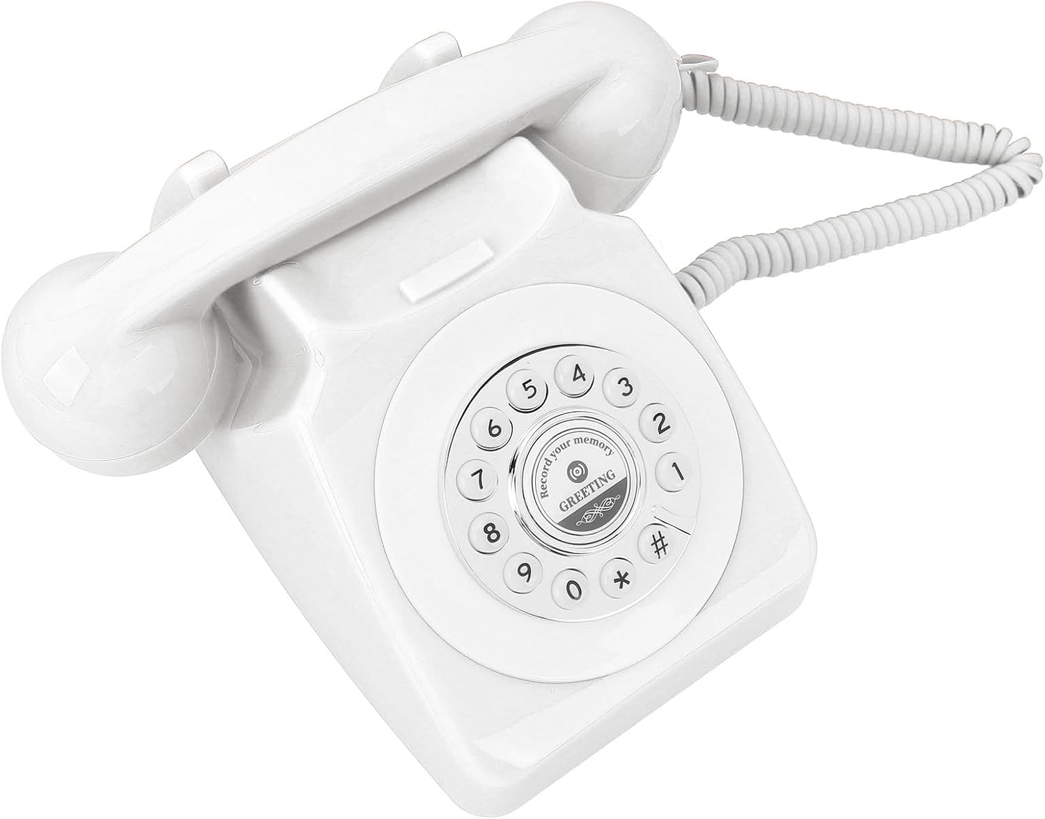 Audio Guest Book Wedding Phone, Clear Sound Convenient Use Audio Message Recording Telephone, Retro Phone Audio GuestBook for Wedding Event Birthday Party (White)