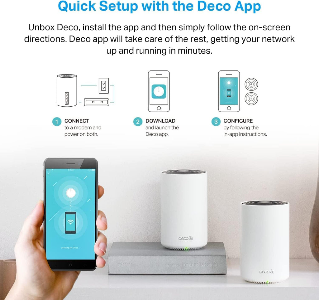 TP-Link Deco AXE5400 Tri-Band WiFi 6E Mesh System(Deco XE75 Pro) - 2.5G WAN/LAN Port, Covers up to 7200 Sq.Ft, Replaces WiFi Router and Extender, AI-Driven Mesh, New 6GHz Band, 3-Pack (Renewed)