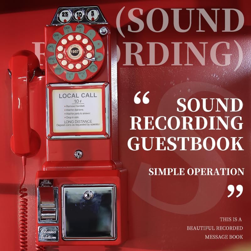 cojodopo Audio Guest Book Wedding Phone Booth, Wedding Guest Book Alternative, Leaving A Voicemail Message Preserve Your Special Occasions (Red)
