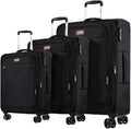 Luggage Sets 3 Piece,Suitcases with Wheels Hardshell,Softside Luggage Set,Foldie Travel Bag Expandable,Charcoal Material w/Tsa LOCK & Double Spinner Wheels(20in/26in/28in)Black,XJ-1907