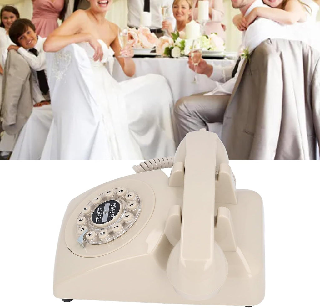 Audio Guestbook Wedding Phone, 120 Hours Recording Capacity 8G Record Custom Audio Messages Audio Guestbook Phone (Beige)