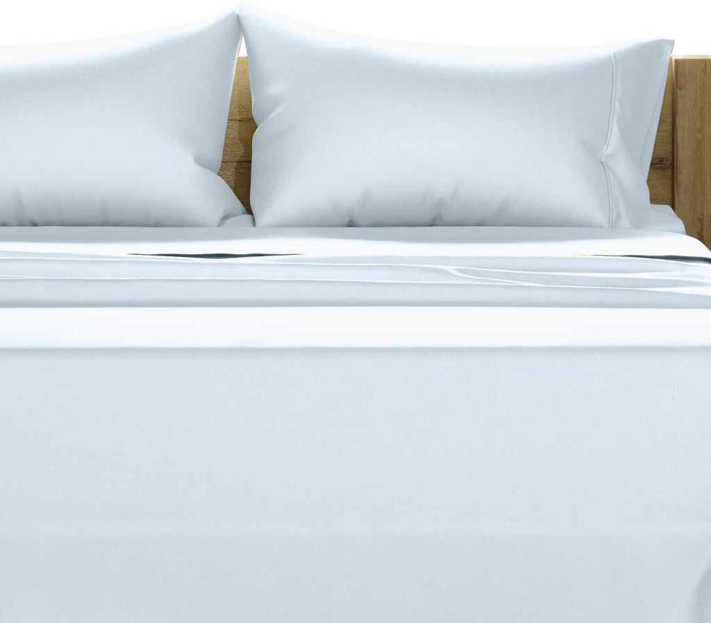 TEXAS LINEN CO. 100% Egyptian Cotton Queen Sheets Set - Luxury 1500 Series Couture Comfortin' Collection Egyptian Cotton Sheets Queen Size Set (4 PC, Light Blue), 17' Deep Pocket, Hotel Bedding Set