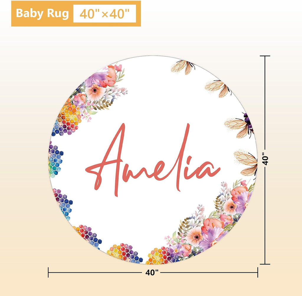 Terwex Custom Baby Crib Bedding Set, 5 Pcs Personalized Name Baby Crib Sets for Infant Toddler, Yellow Bee Nursery Bedding Set for Boy Girl, Double Layer Flannel Baby Bedding Sets Customized Gifts