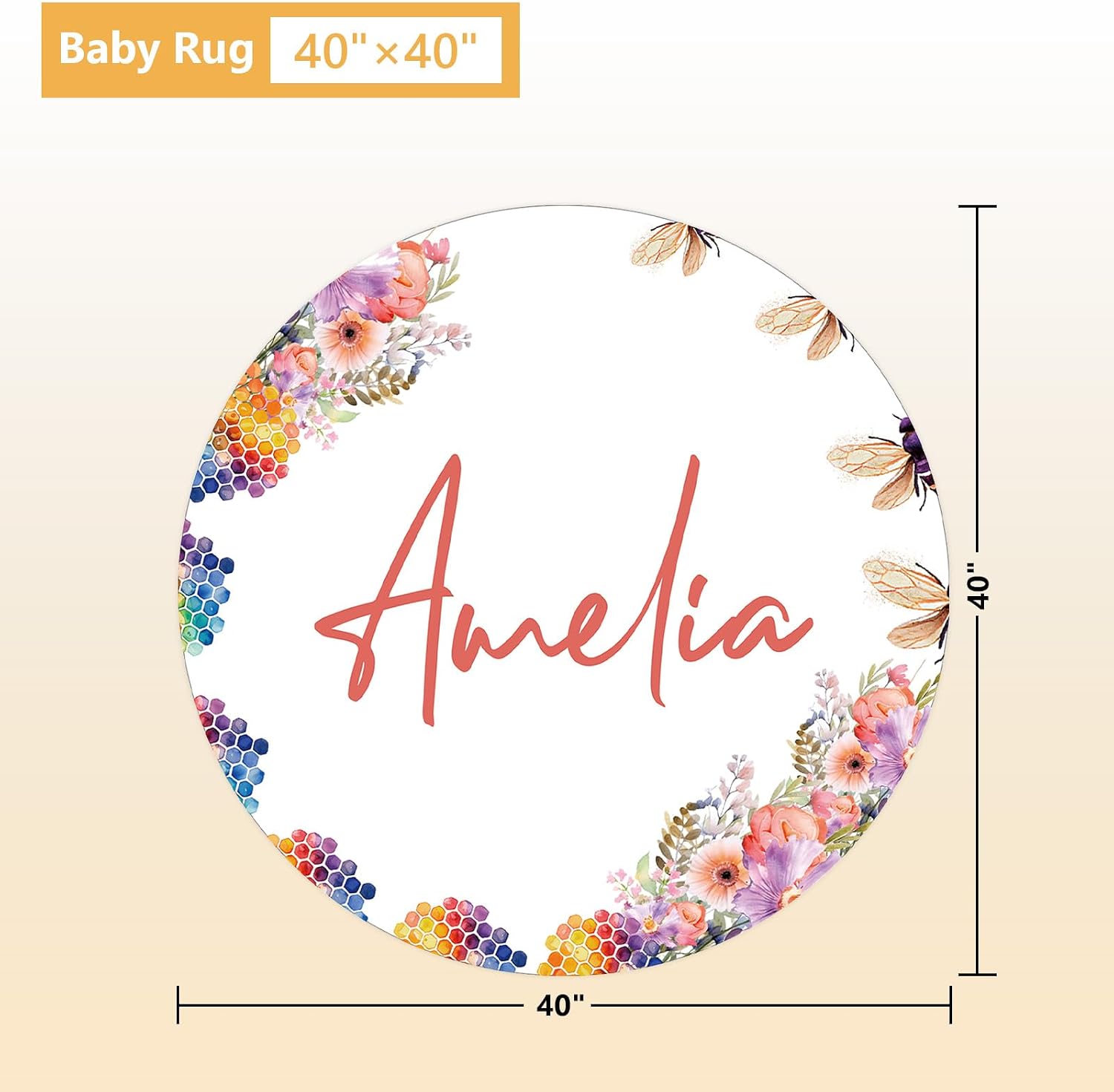 Terwex Custom Baby Crib Bedding Set, 5 Pcs Personalized Name Baby Crib Sets for Infant Toddler, Yellow Bee Nursery Bedding Set for Boy Girl, Double Layer Flannel Baby Bedding Sets Customized Gifts