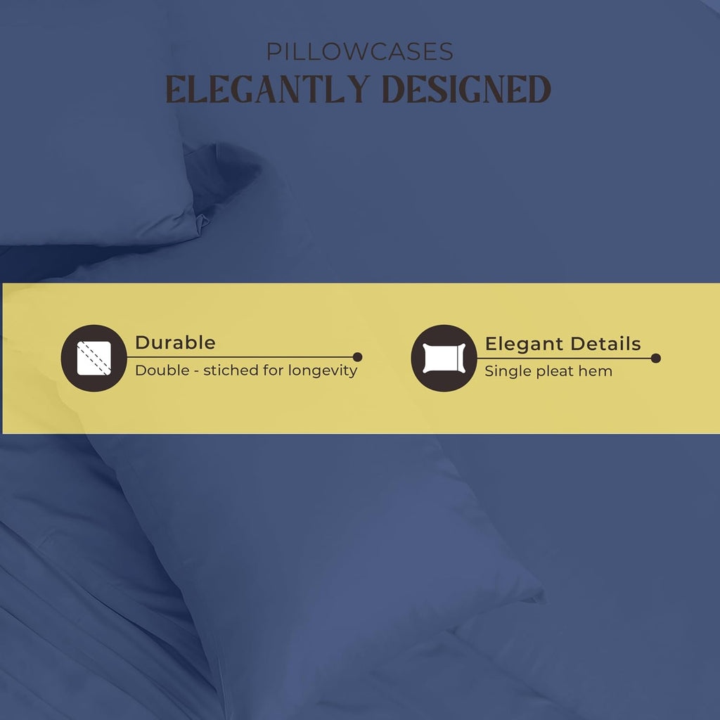 Mayfair Linen 100% Pure Egyptian Cotton Sheet King Size - Luxury 1000 Series Grandiose Collection King Size Sheets Set (4 PC, Deep Blue), 16' Deep Pocket Sateen Weave Soft Cooling Hotel Bed Sheets Set