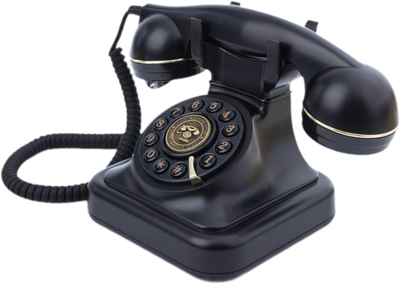 Audio Guest Book Wedding Phone, Vintage Design Telephone Recorder Record Messages Decorative Desk Phone for Party, Birthdays(Black)