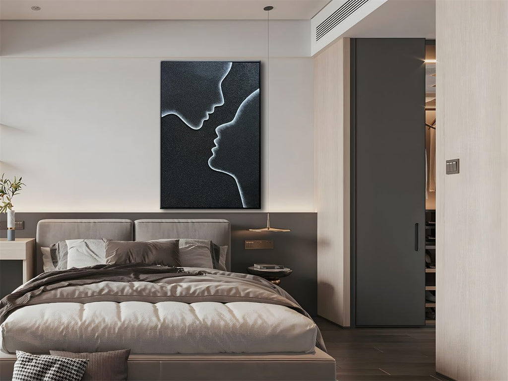 zoinart Creative Black and White Textured Wall Art, Handmade Abstract Romantic Plaster Paintings, Relief Art 24x36 inch