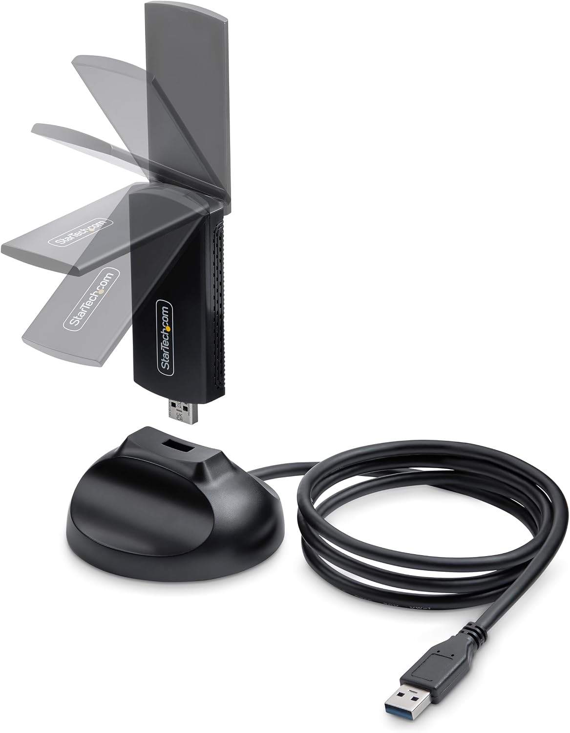 StarTech.com Wi-Fi 6E USB Adapter/Dongle, for Desktop/Laptop PC, Wireless NIC w/Foldable Antenna, WiFi 2.4/5/6GHz Network