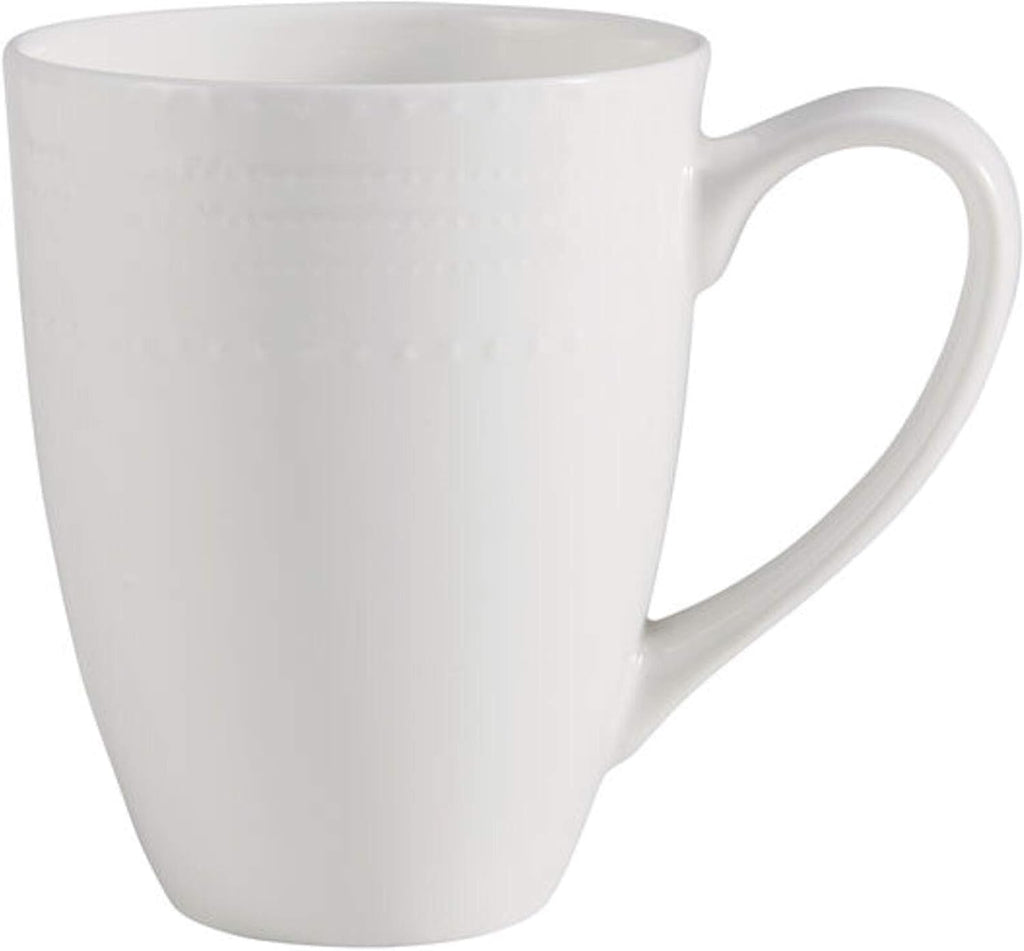 Mikasa Annabel Bone China Dinnerware Set, 40-Piece Service for 8, White Hobnail Detail, Dinner Plates, Salad Plates, Bowls and Mugs, Dishwasher and Microwave Safe