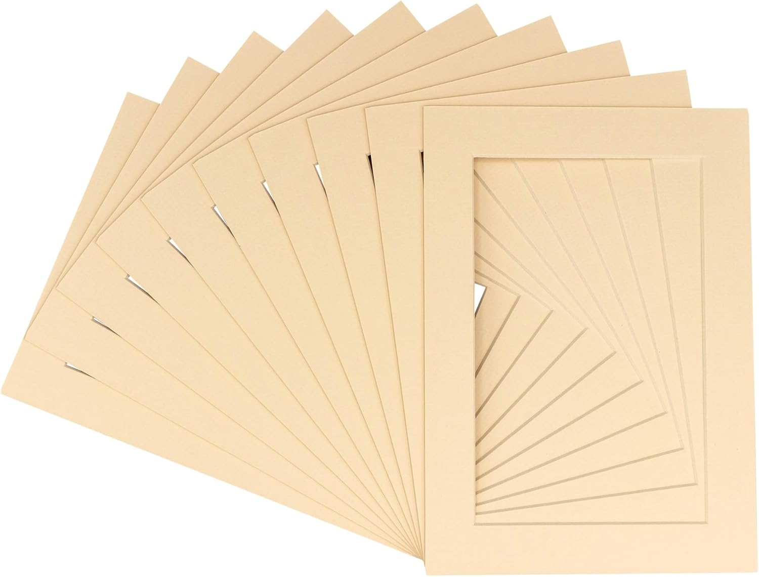 Poster Palooza Pack of 25 Acid Free 12x16 Mats Bevel Cut for 11x14 Photos - Beige Precut Matboards with Backing Boards and Clear Photo Mat Bags for Pictures, Photos, Framing - 4-ply Thickness