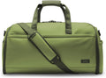Halfday Convertible 2-in-1 Vegan Leather Premium Garment Duffel Weekender Bag 45L (Carry-on, Wrinkle-Free Travel, Hanging Suit Compartment, Shoe Pockets, Trolley Sleeve), Leaf