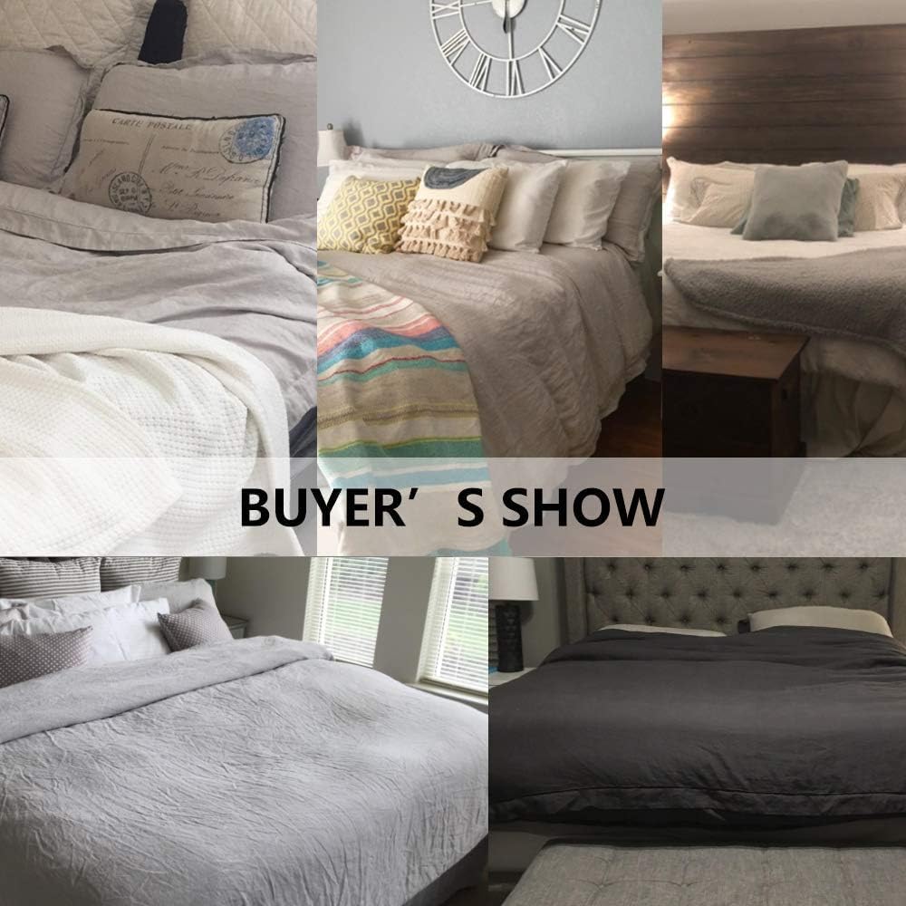 Simple&Opulence 100% Washed Linen Duvet Cover with Embroidered,3 Pieces Soft Farmhouse Comforter Set with Button Closure,1 Duvet Cover and 2 Pillowshams(Queen,Natural Linen)