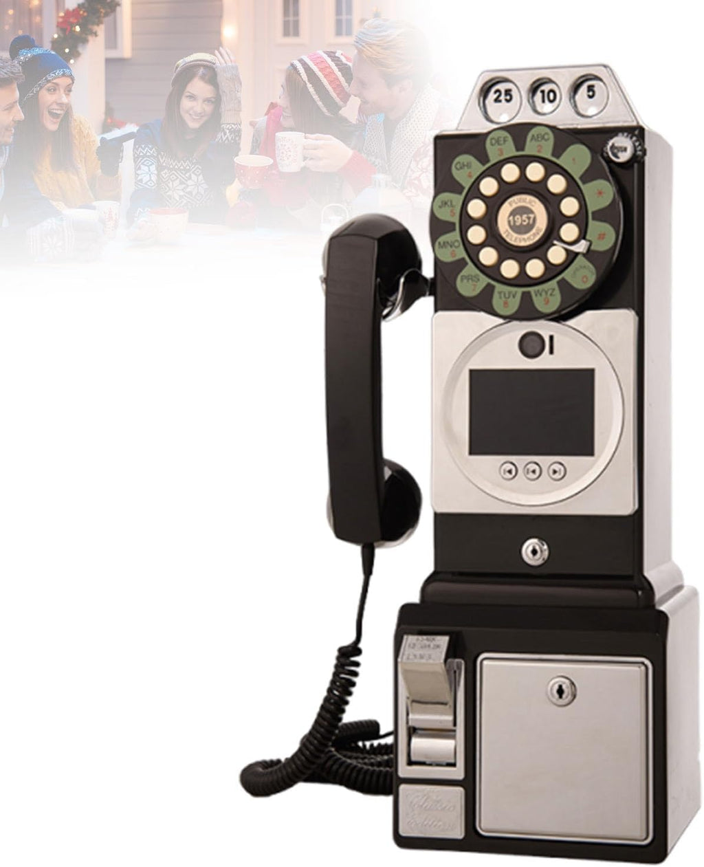 Video Audio Guest Book, Retro Guest Book Phone, Wedding Video Recording Phone, 1080P HD Video & Audio, 32GB Storage, Perfect for Showers & Birthdays(Black)