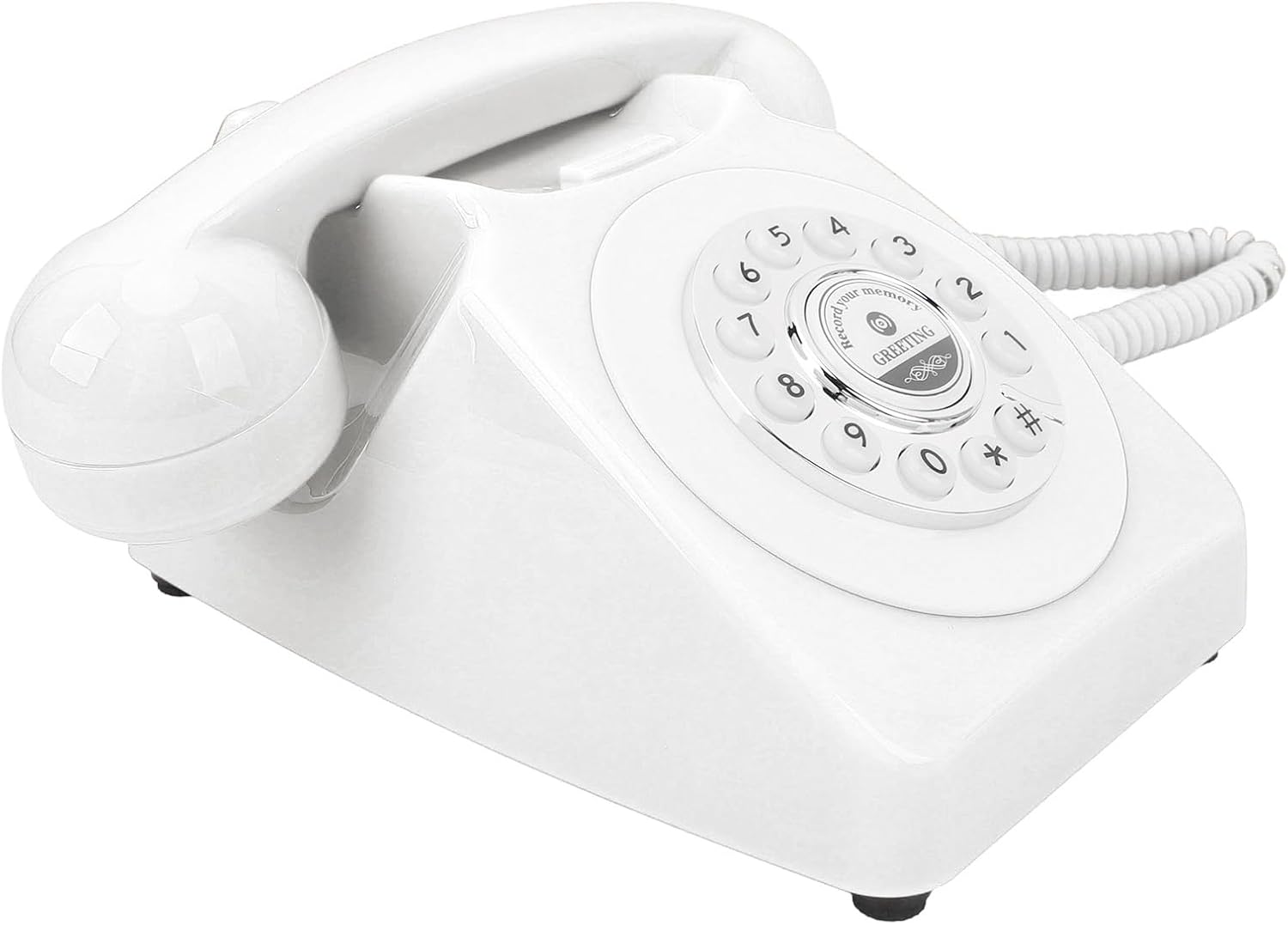 Audio Guest Book Wedding Phone, Clear Sound Convenient Use Audio Message Recording Telephone, Retro Phone Audio GuestBook for Wedding Event Birthday Party (White)