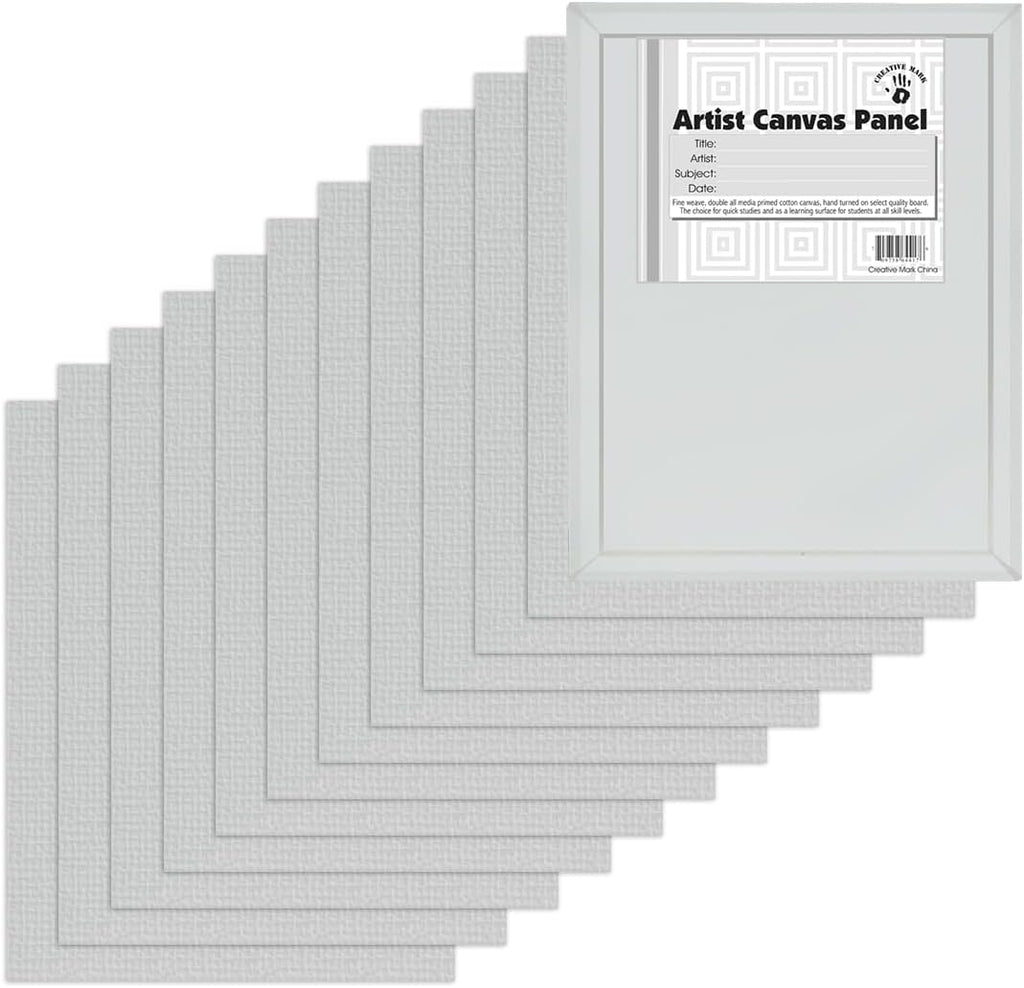 Creative Mark Cotton Canvas Panels 18x24' - 12 Pack - Professional Quality Fine Weave Acrylic Primed Artist Canvas Boards for Painting, Acrylics, Studios, & More