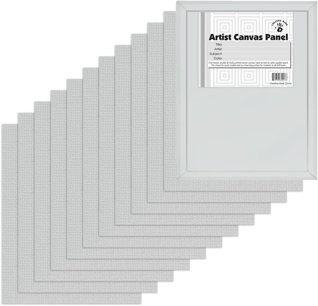 Creative Mark Cotton Canvas Panels 18x24' - 12 Pack - Professional Quality Fine Weave Acrylic Primed Artist Canvas Boards for Painting, Acrylics, Studios, & More