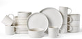 Famiware Star Dinnerware Set with Mugs, Service for 6 (24 Pieces), Ribbed Stoneware Plates and Bowls Dishes Sets - Chip & Scratch Resistant, Microwave & Dishwasher Safe, Matte White