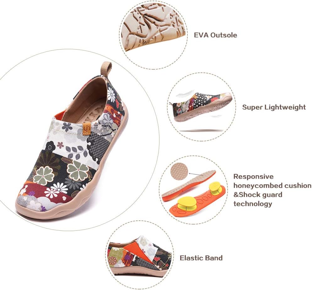 UIN Women's Casual Loafers Travel Painted Walking Slip On Lightweight Comfortable Canvas Fashion Sneakers