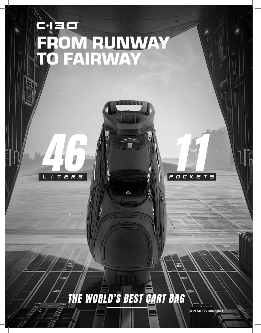 Sun Mountain Men's C130 Lightweight Cart Golf Bag, 14-Way Top, 2026 Model