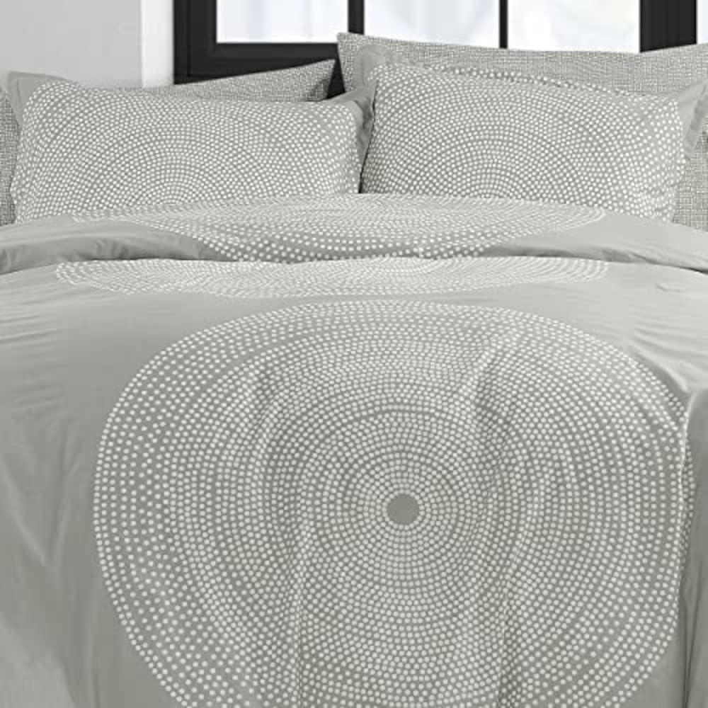 Marimekko - Queen Duvet Cover Set, Smooth Cotton Percale Bedding with Matching Shams, Lightweight Home Decor (Fokus Grey, Queen)