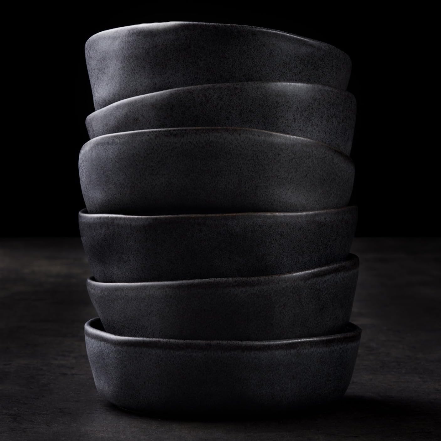 Stone by Mercer Project HEKONDA Modern Debossed Stoneware 16-Piece Dinnerware Set,Plate and Bowl Set, Dish Set for 4, Gray