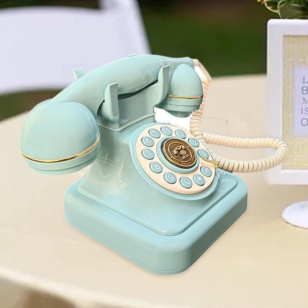 Audio Guest Book Wedding Phone, Vintage Design Telephone Recorder Record Messages Decorative Desk Phone for Party, Birthdays(Green)