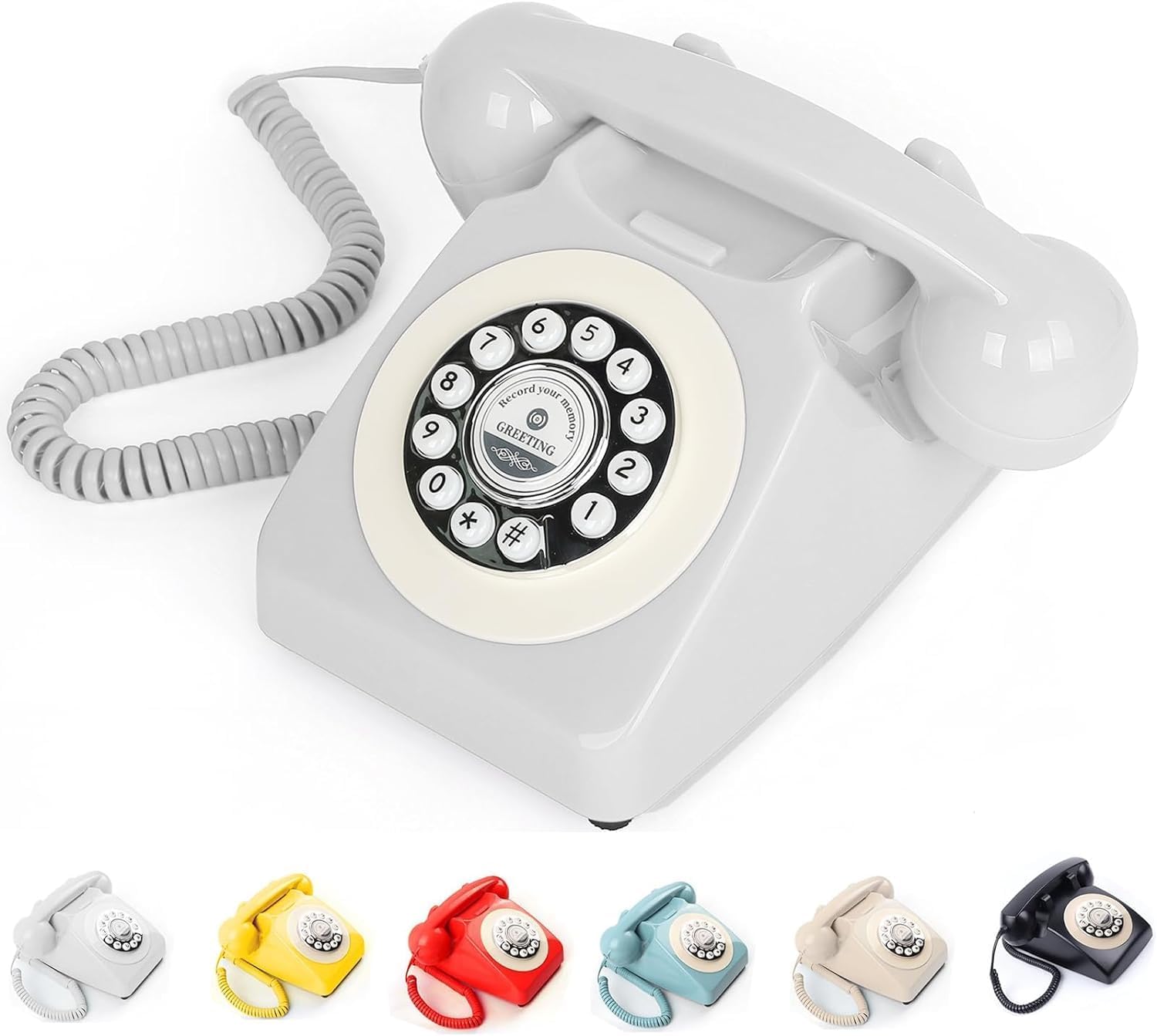 Audio Guest Book Wedding Phone with Flight Case, Record Customized Audio Message with Guest Book Retro Phone Audio GuestBook for Wedding Birthday Party Confession (White)