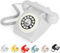Audio Guest Book Wedding Phone with Rotation Dial Record Customized Audio Message Left with GuestBook Ideas Telephone Retro Audio for Wedding Event Birthday Party Message Voicemail (White)