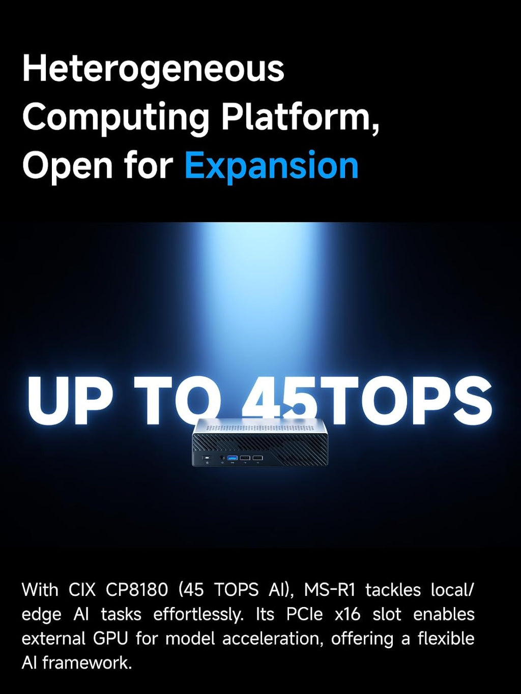 MINISFORUM MS-R1 ARM Mini Workstation CP8180 Processor(12C/12T) 64GB LPDDR5(ECC Support) Without SSD Mini PC, HDMI/2x USB-C Triple Display, 2X 10G LAN Port, 7X USB Port, WiFi6E, BT5.3 Micro PC