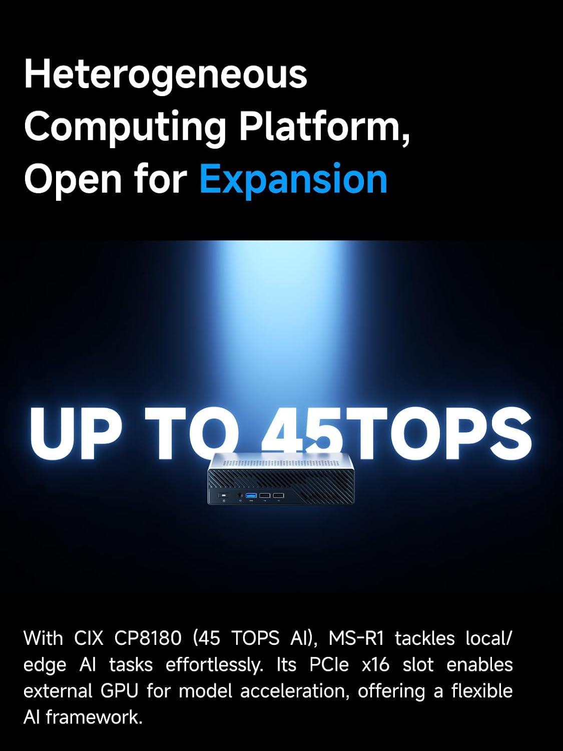 MINISFORUM MS-R1 ARM Mini Workstation CP8180 Processor(12C/12T) 64GB LPDDR5(ECC Support) Without SSD Mini PC, HDMI/2x USB-C Triple Display, 2X 10G LAN Port, 7X USB Port, WiFi6E, BT5.3 Micro PC