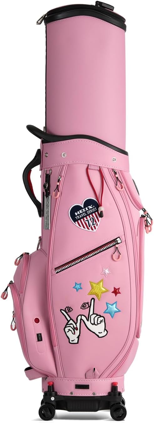 HELIX Women's Golf Bag with Wheels, Retractable Golf Cart Bag for Ladies, Easy to Carry and Travel