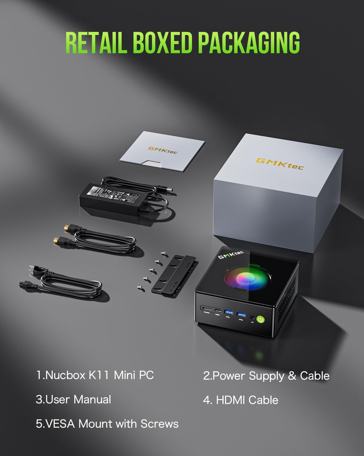 GMKtec K11 Mini Gaming PC AMD Ryzen 9 8945HS(8C/16T, Up to 5.2GHz) 32GB DDR5 512GB Mini Computer, Dual NIC 2.5GbE LAN, Quad Display 8K/USB4*2/Oculink/DP/HDMI