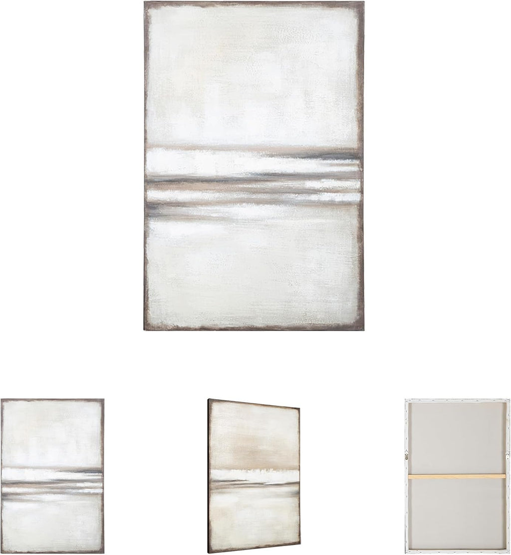Signature Design by Ashley Brockdunn Modern Rectangular Abstract Hand-painted Wrapped Canvas Wall Art 24 x 36 Inches, Set of 2, Beige & Light Brown
