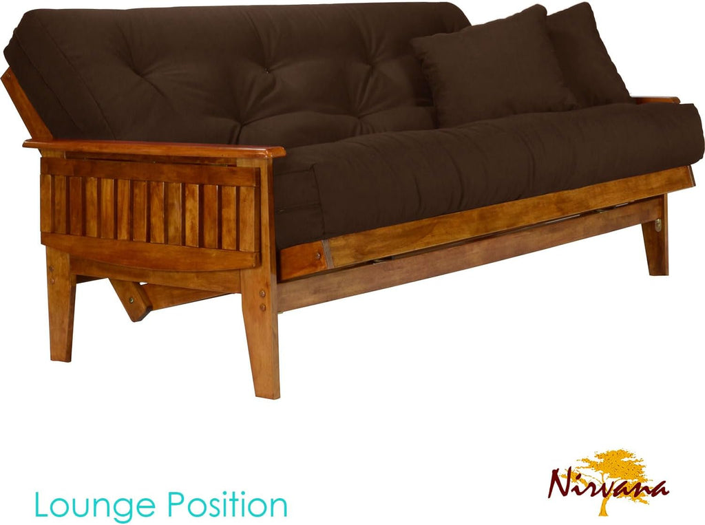 Nirvana Futons Eastridge Futon Set - Full Size, Frame, 8' Mattress, Microfiber Sussex Fudge Cover