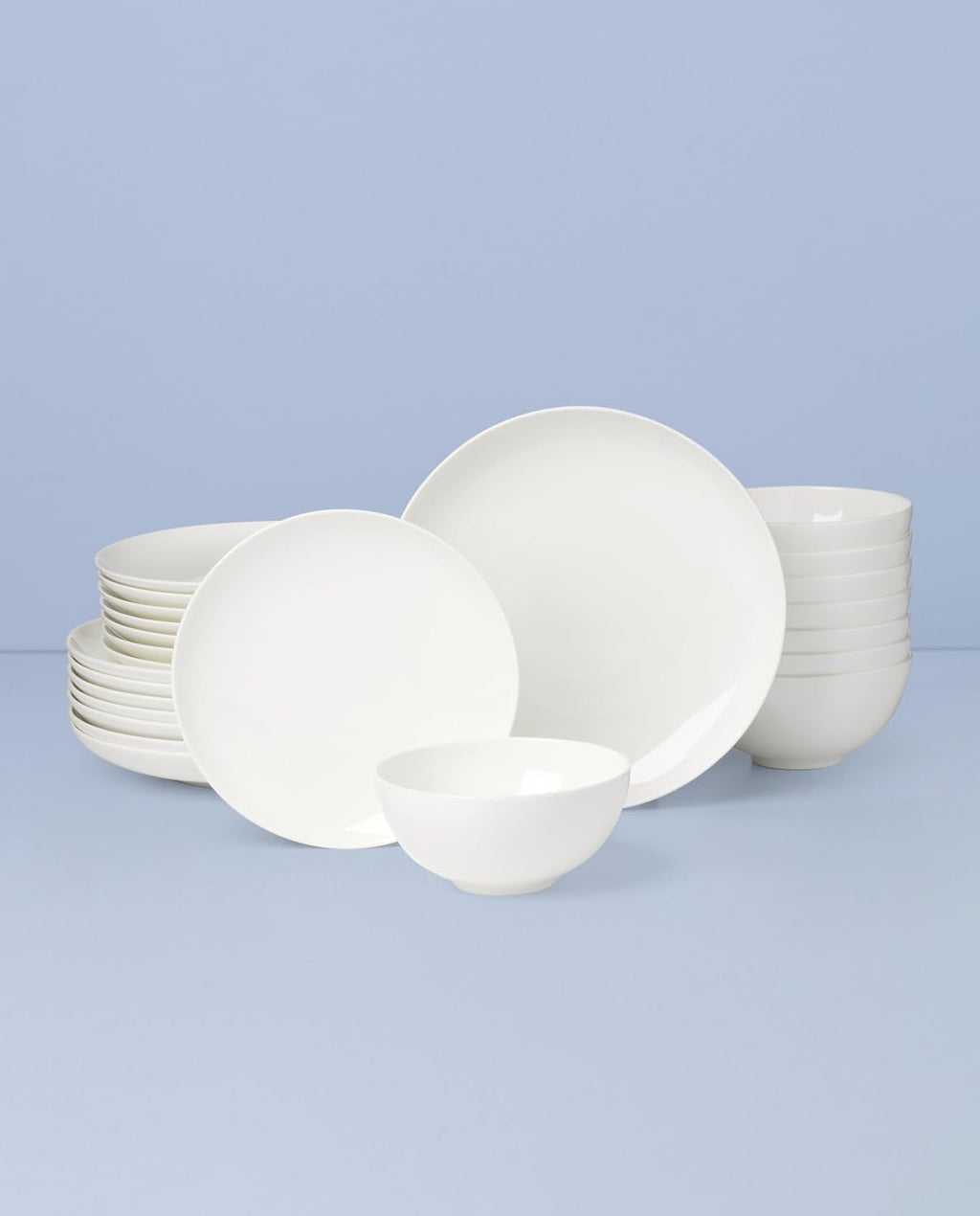 Lenox Dinnerware Sets, Studio 1414 Coupe 24-Piece Dinnerware Set, Service For 8, Bone China Material, Dishwasher Safe, Microwave Safe, Bowls, Plates And Bowls, Dinner Dishes, Plates (White, 24 Piece)