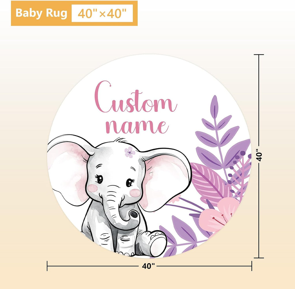 Terwex Personalized Toddler Bedding Set, 5 Pcs Custom Name Crib Bedding Set for Girls, Purple Elephant Flannel Baby Crib Bedding Set, Double Layer Baby Crib Set, Customized Gifts for Infants Newborns