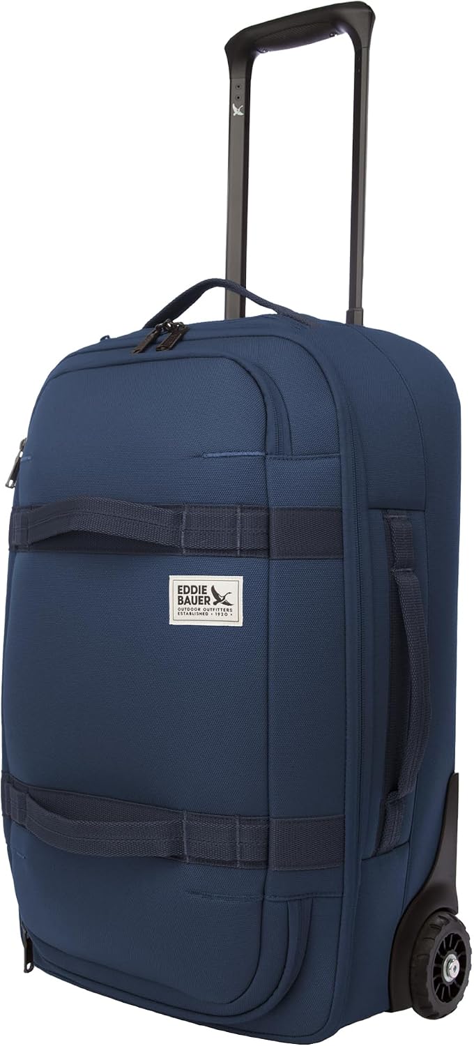 Eddie Bauer Excursion Traveling 22 Rolling Duffel Bag with Lightweight Telescopic Handles and Rugged Wheels - 40L, Brook