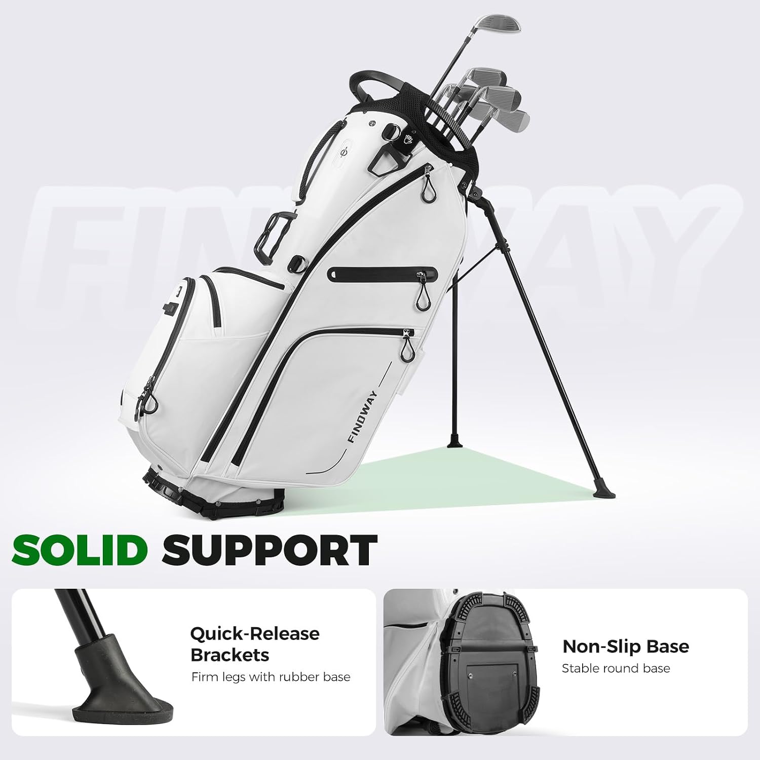 Findway 14 Way Golf Stand Bag, Lightweight Golf Bag with Stand for Men Women, Golf Club Carry Bag with Dual Strap, Rain Cover, Multiple Pockets, Golf Ball Holder