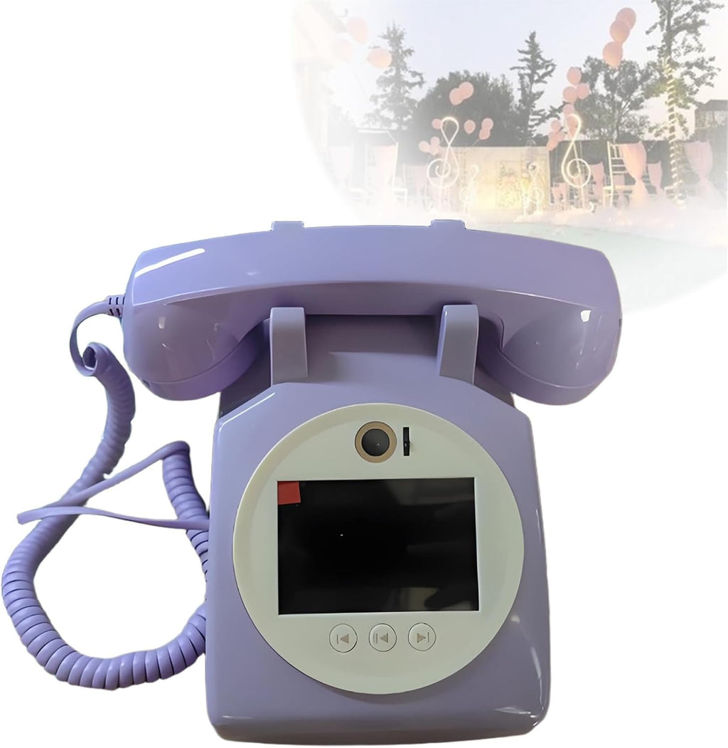 Video Audio Guest Book Phone, 1080P Video GuestBook Wedding Phone, Customized Video Audio Guest Book Alternatives with Lens Recording for Birthday Party Anniversary Purple-128GB